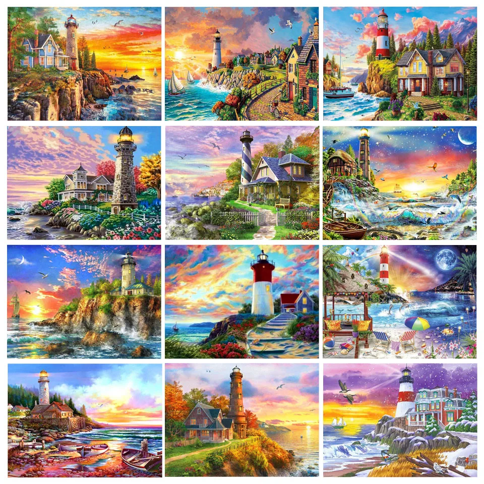 

Картина из страз 5D "сделай сам", пейзаж, маяк, планета, бриллиантовая вышивка, набор из страз, мозаика, искусство, картина, украшение для дома