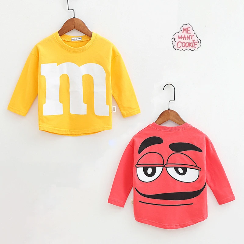 Детская футболка с длинным рукавом буквенным принтом M|Тройники| |