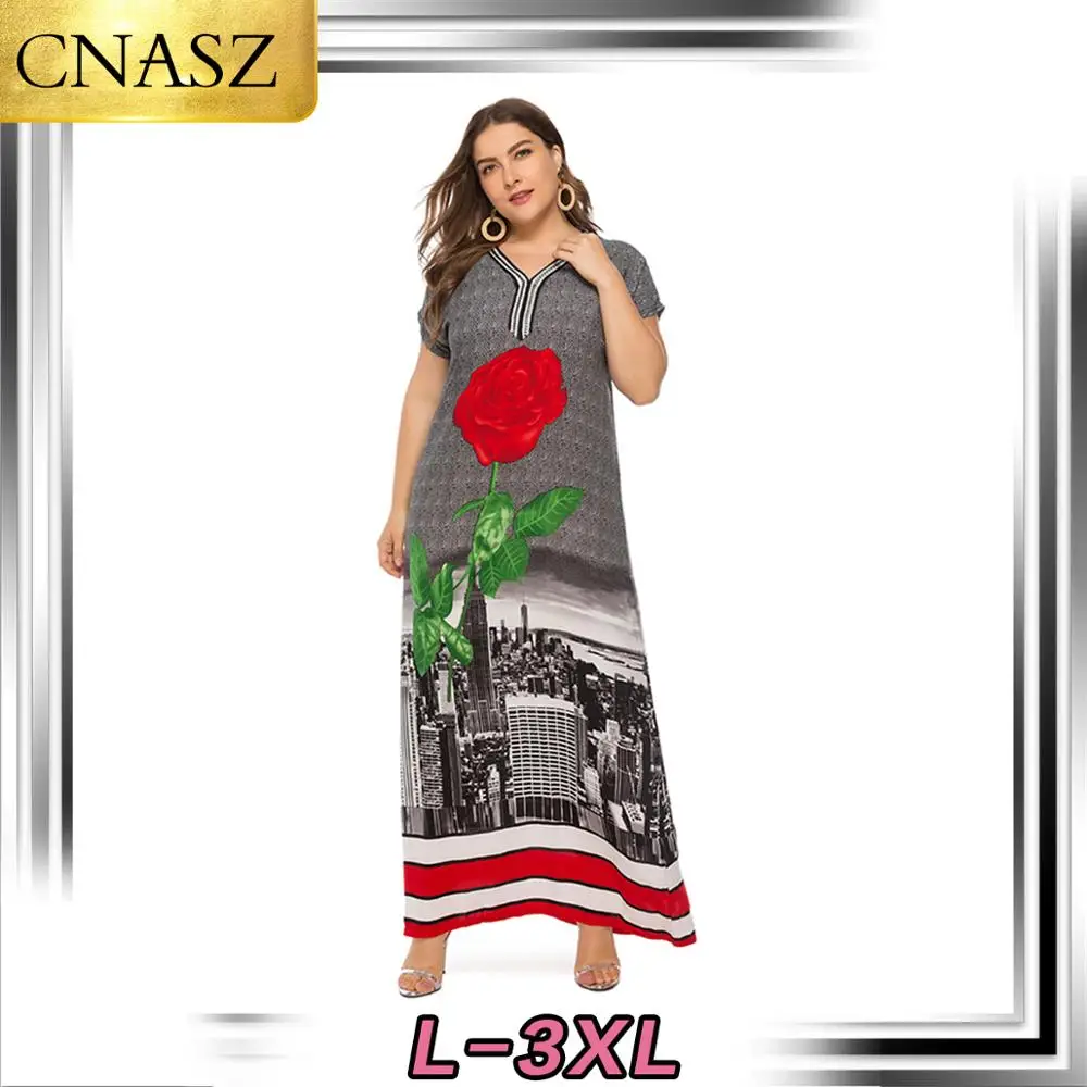 Платье мусульманское с вышивкой длинная юбка принтом Турция Дубай марокканская