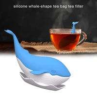 portable tea infuser cute whale silicone heat resistant tea strainer with drop tray novelty ball herbal spice filter tea tools