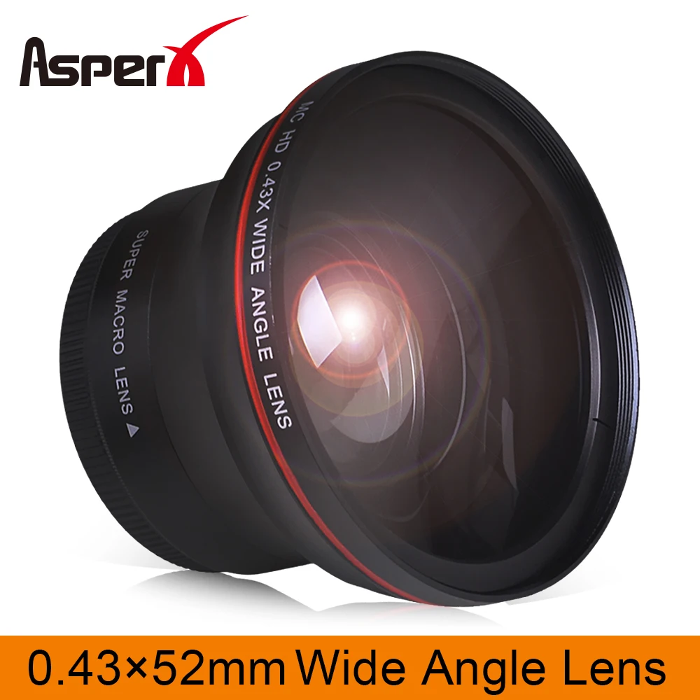AsperX 52MM 0.43x Professional HD Wide Angle Lens (w/Macro P