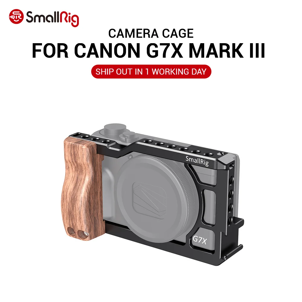 Клетка SmallRig для Canon G7X Mark III особенность с деревянной ручкой 1/4 отверстия резьбы и