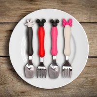 1pcs childrens tableware dessert spoon feeding spoon fork baby gadgets childrens tableware baby birthday gifts