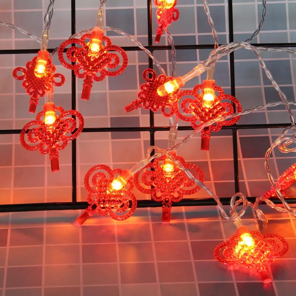 

Светодиодная гирлянда с узлом в китайском стиле, подвесной светильник на батарейках для китайского Нового года, свадьбы, праздника Весны