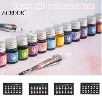 crystal starry sky glass pen and ink set glass dip pen fountain pen inks for writing drawing office school supplies fl