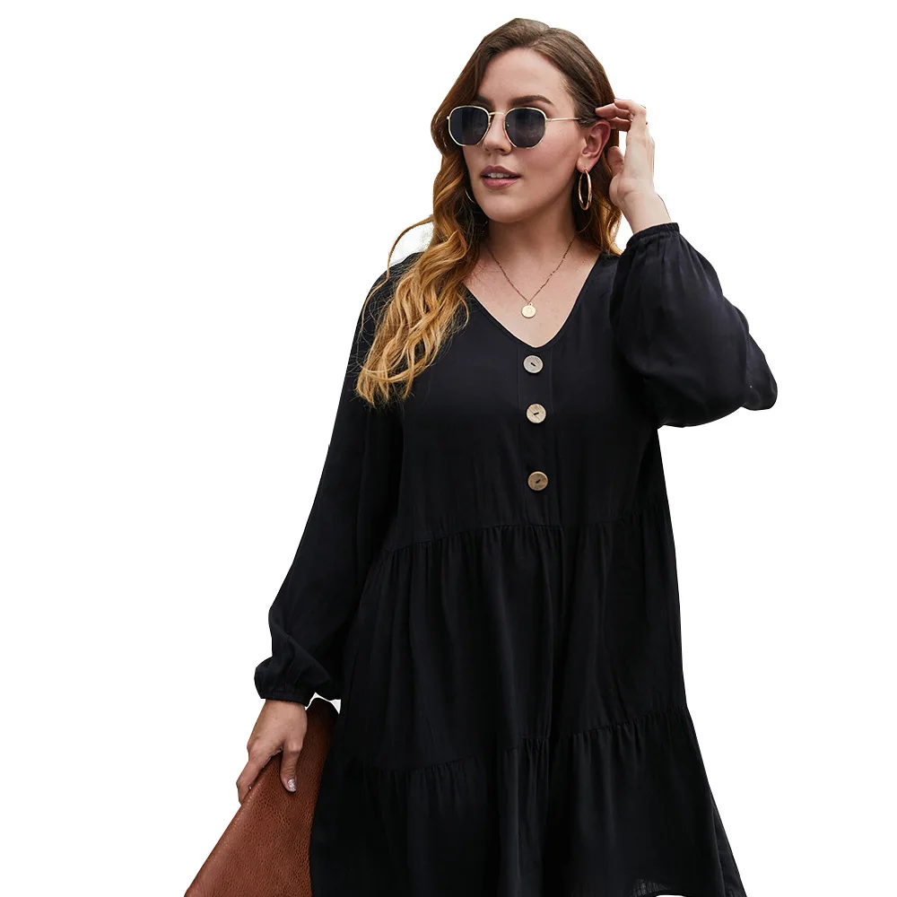 Платье WHZHM на пуговицах для женщин элегантное лоскутное платье с длинным рукавом