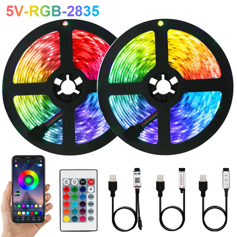 Светодиодные ленты USB 5 В SMD 2835 ТВ фоновое освещение RGB luces 3 клавиши Bluetooth ИК диоды