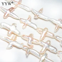 special cross shape white cultured baroque freshwater pearl beads 25 40mm diy women s bracelet earring hole 0 8mm 15inch