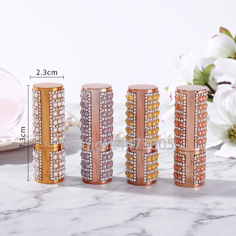 

12.1mm 10/30/50pcs Empty Pearl Lipstick Tube, DIY Round White/Orange Lip Balm Container, Refillable Cosmetics Lipstick Packaging