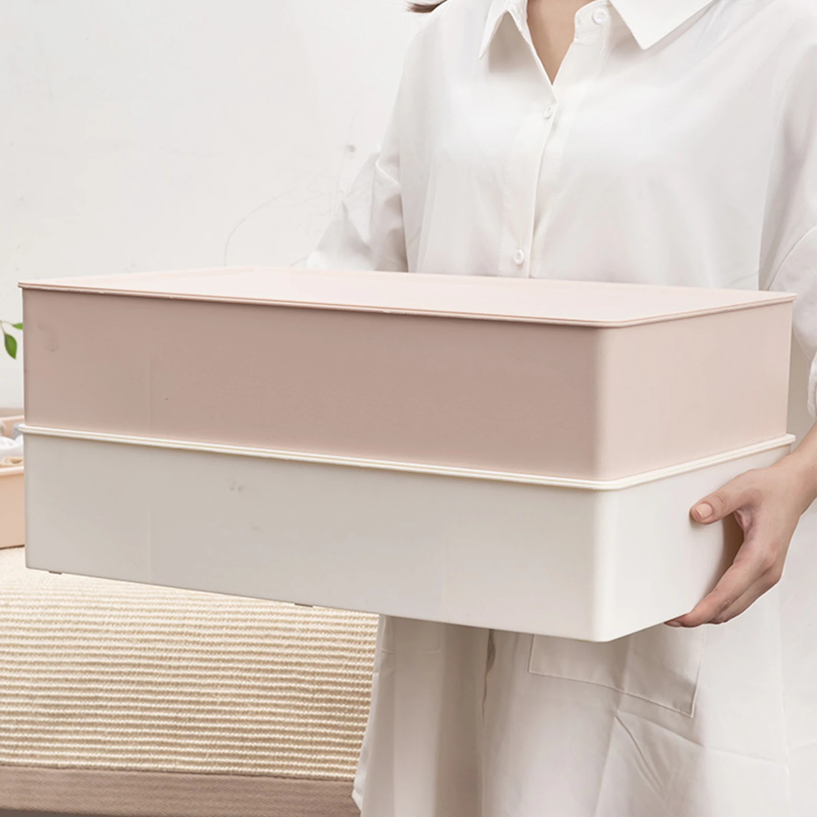 

10 15 Grids Underwear Bra Storage Box Organizer Wardrobe Home Plastic Boxes Desktop Box With Cover Drawers Divider Box Organizer