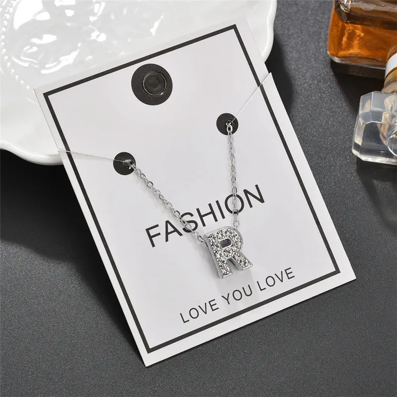 Женский чокер с подвеской в виде букв алфавита сверкающее ожерелье кулоном