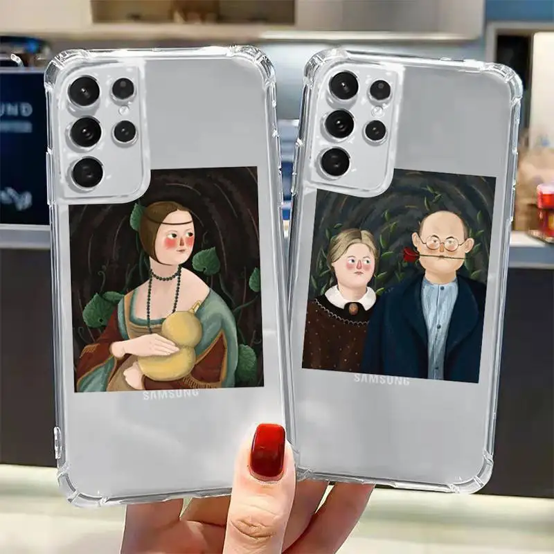 

Fashion Art Paintings Phone Case Transparent for Samsung A 10 21S 31 50 51 52 12 71 S note 10 20 21 fe plus ultra