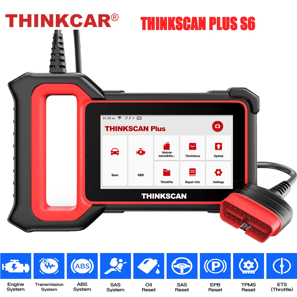 

THINKCAR Thinkscan Plus S6 OBD2 Scanner Auto Code Reader OBD Diagnostic Tool ENG AT ABS SRS Oil SAS TMPS EPB Automotive Scanner