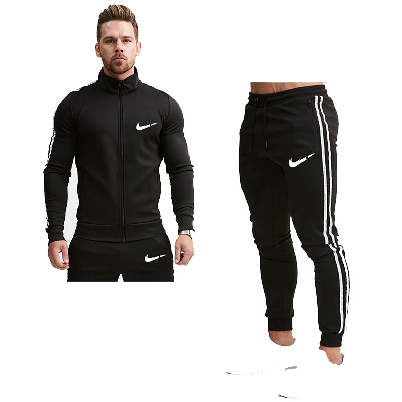 Весна и осень новая одежда для фитнеса мужской костюм спортивный сплошной цвет