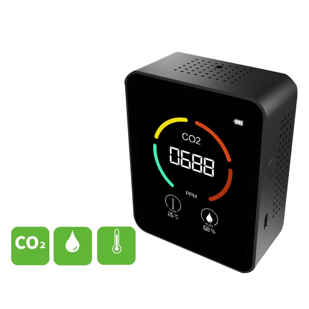 

Portable Air Monitor CO2 Carbon Dioxide Detector Greenhouse Warehouse Air Quality Temperature Air Pollution Monitor Gas Detector