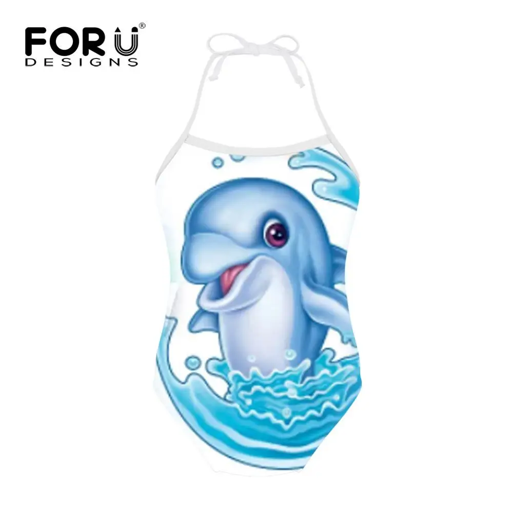 HMP002BS FORUDESIGNS/милый цельный костюм с принтом дельфина; купальный костюм для девочек; детская одежда для купания; одежда для купания для малышей; летний купальный костюм - Цвет: HMP002BS
