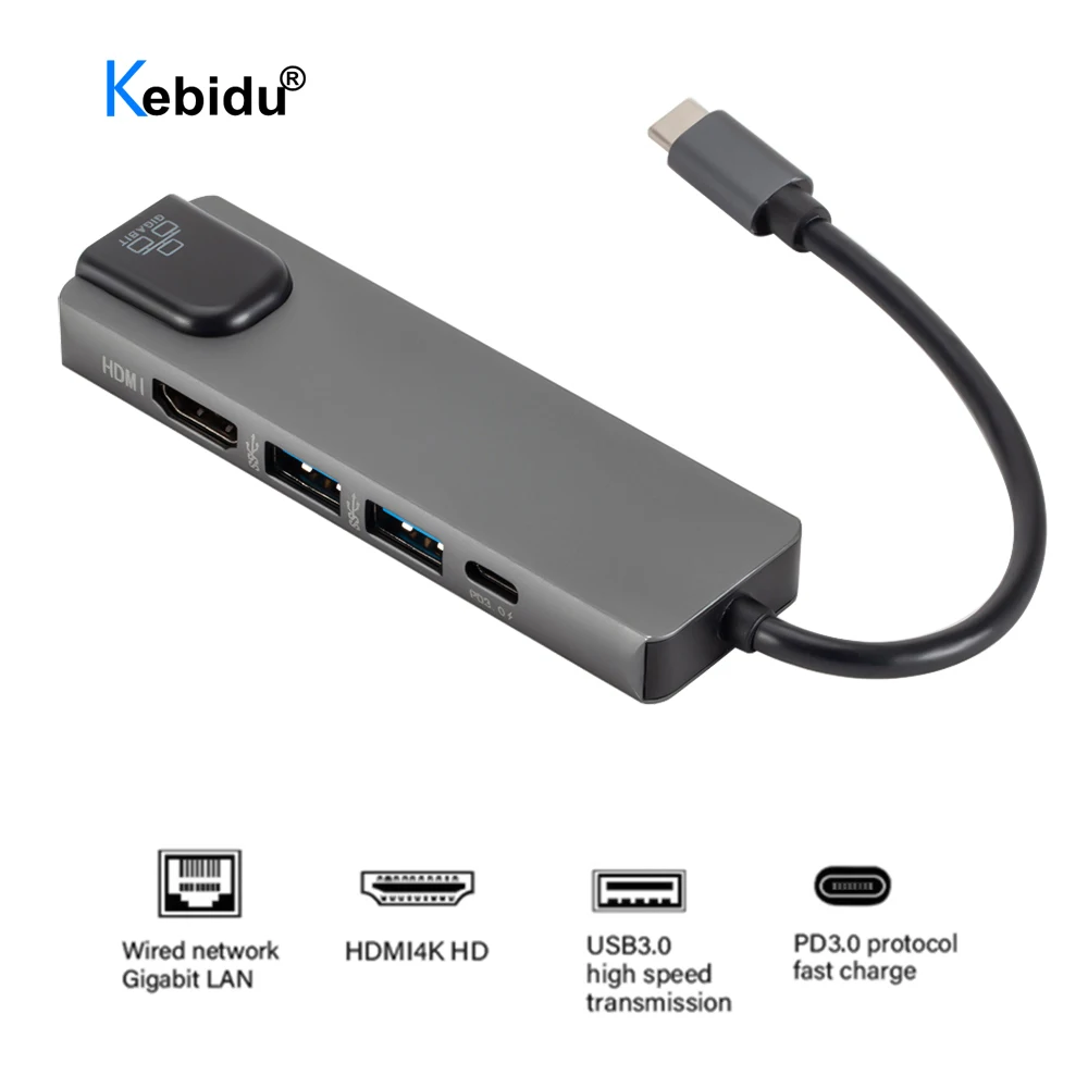 Тип USB C до Gigabit Ethernet Rj45 Lan переходник концентратор HDMI с поддержкой 4K PD Зарядное