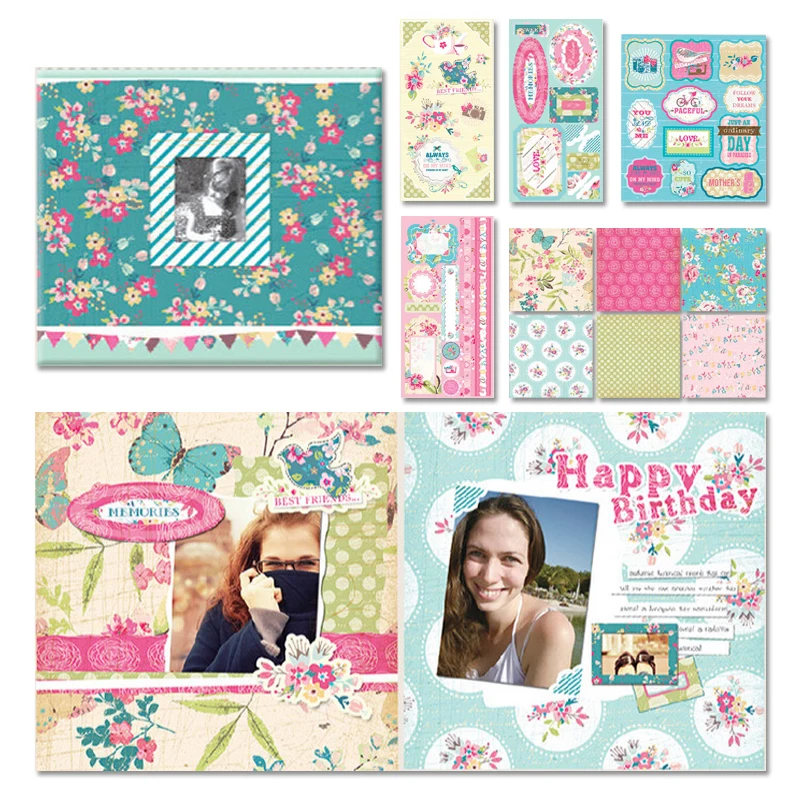 Фотоальбом для скрапбукинга Eno винтажный фотоальбом с цветами подарочный набор