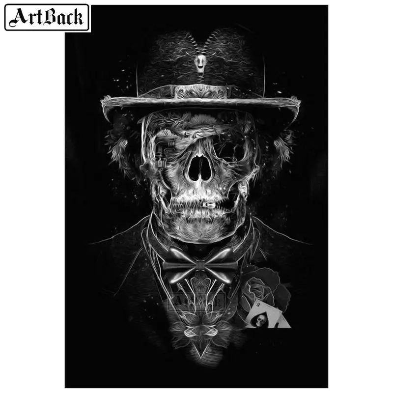 

Diamond painting skull portrait full square & round 5d diamond art black icon canvas cross stitch landscape mosaic decoration