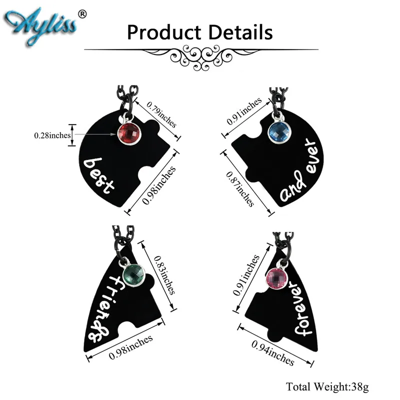 Ayliss набор из ожерелья с подвеской в виде сердца стразы сплава лучшие друзья