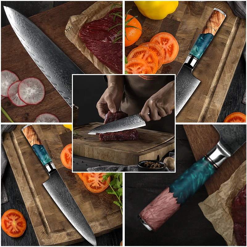

Grandsharp 8 Inch Chef Knife Damascus Stainless Steel Chef's Knife Vacuum Treated Razor Sharp Blade for Slicing Knife Cooking