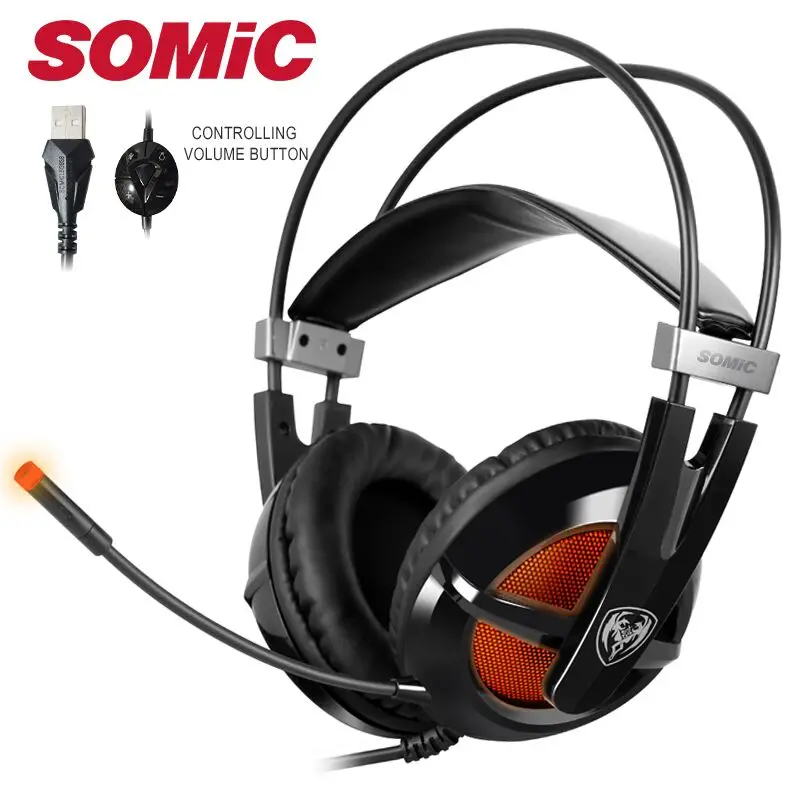SOMiC G938 Виртуальный 7 1 объемные Игровые наушники USB Проводное управление дышащий