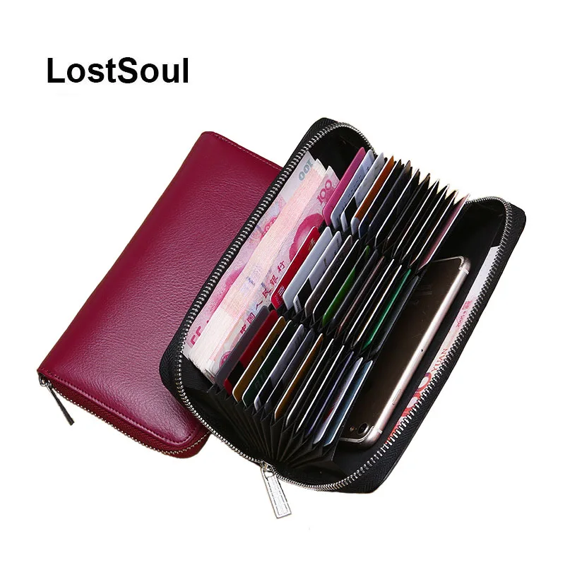 LostSoul rfid держатели для карт кожаный натуральный кошелек кредитных и денег