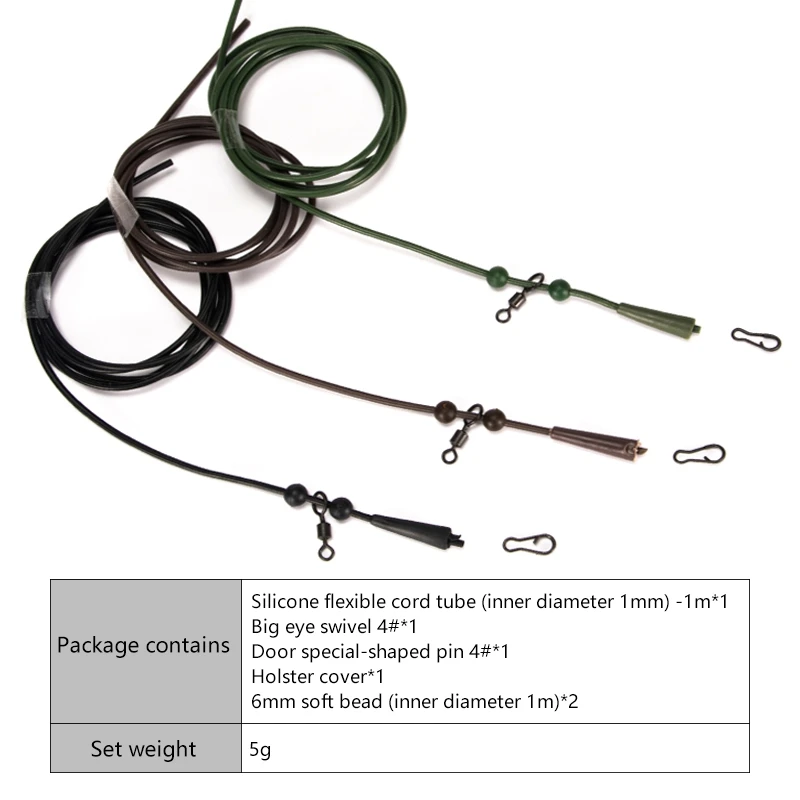 

6Pcs/Set Carp Fishing Accessories Helicopter Rig Tubing Sleeves Tail Rubber Chod Rig Bead Swivel Clips Kit