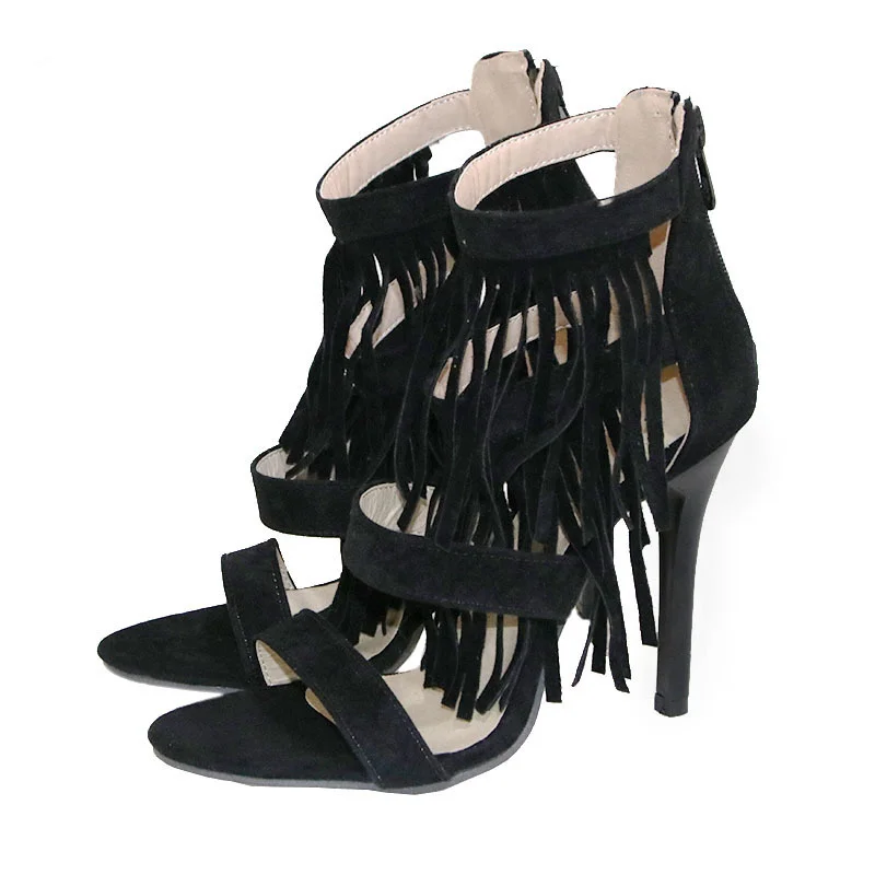 

Large size women wedding high heels Tassels sandals