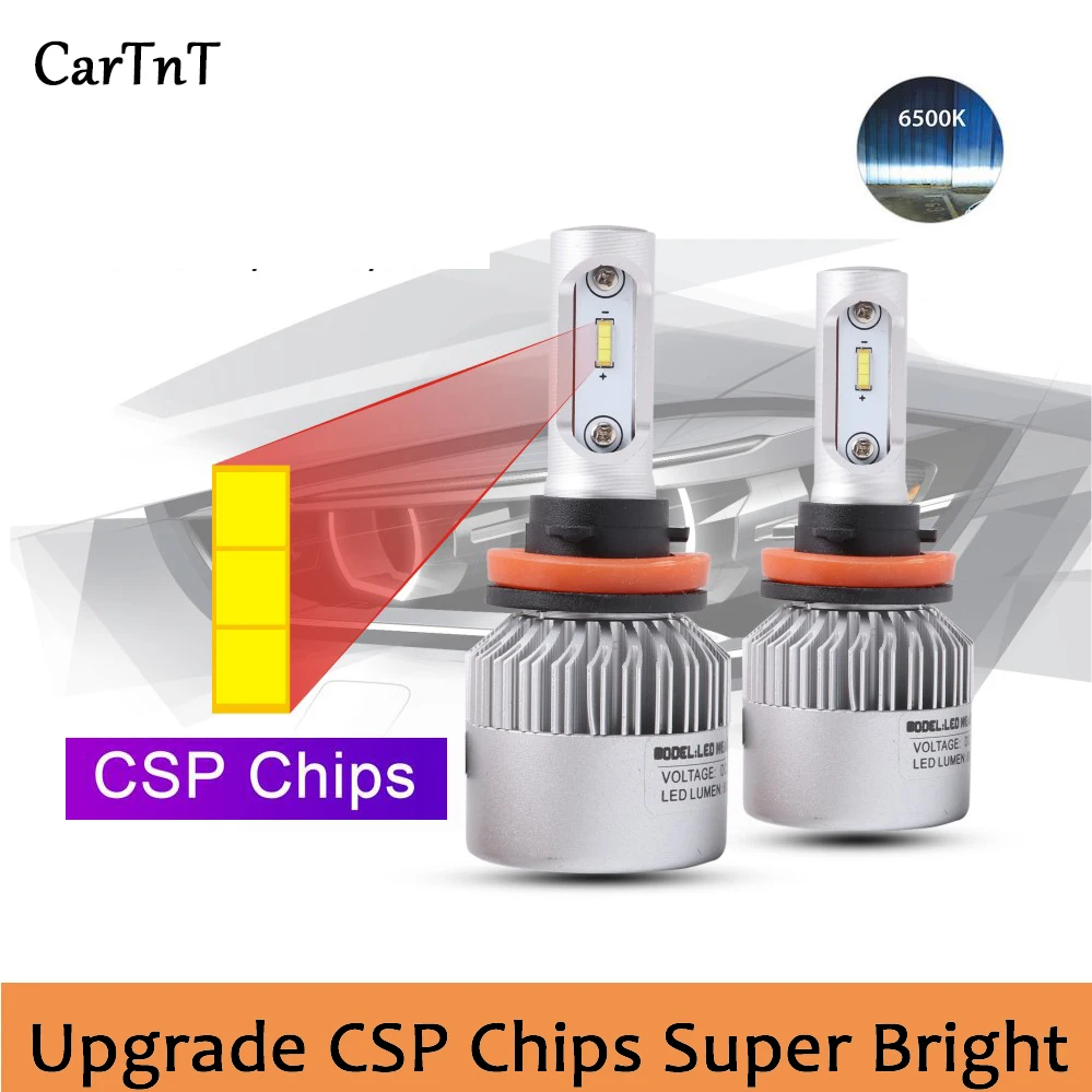 Супер яркий CSP светодиодный чип H7 H11 H1 H3 H4 9005 HB3 9006 HB4 9012 автомобильные