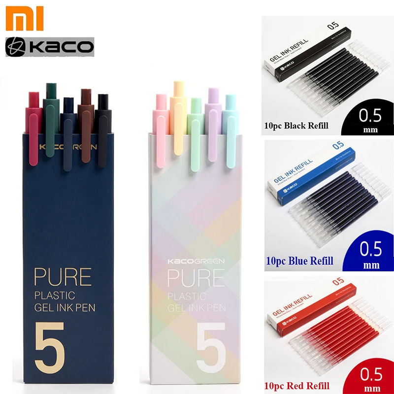 Xiao mi KACO Sign Pen, mi пластиковая гелевая чернильная ручка, цветная/черная чернильная ручка, 0,5 мм, долговечная ручка mi Signing, канцелярские принадлежности