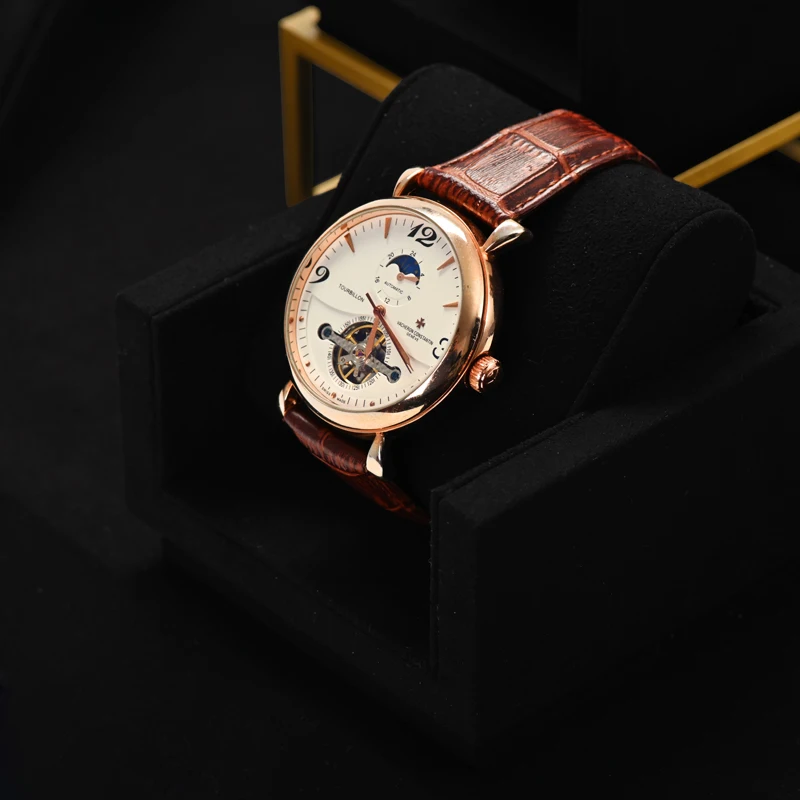 Oirlv Newly Black Metal Watch Display Props Set Watch Display Stands with Microfiber Jewelry Organizer Stands for Shop Cabinet