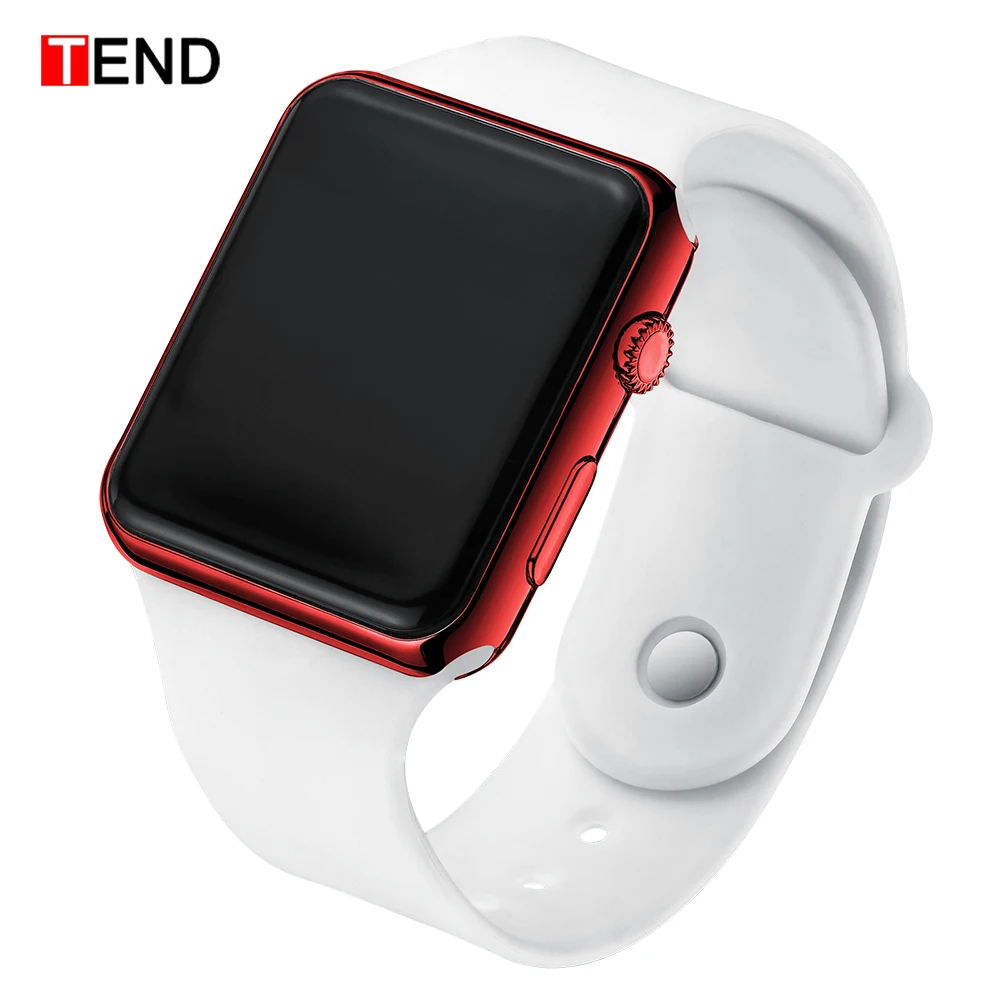 White Red Fashion Men Watch Women Casual Sports Bracelet Watches White LED Electronic Digital Candy Color Silicone Wrist Watch Children - Цвет: White Red