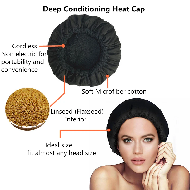 

Cordless Deep Conditioning Heat Cap Flaxseed Baked Oil Hat Repair Damaged Nursing Microwavable Thermal Unplugged Hair Steamer