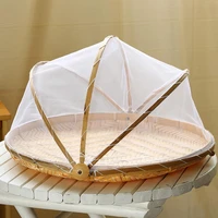 bamboo anti mosquito storage baskets foldable hand woven food serving tent dustpan fruit dustproof cover picnic mesh net tent