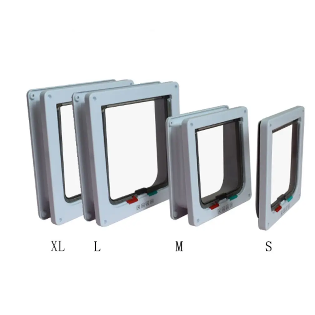 Dog Cat Flap Door with 4 Way Lock Pet Gate Security For Animals Plastic Small | Дом и сад
