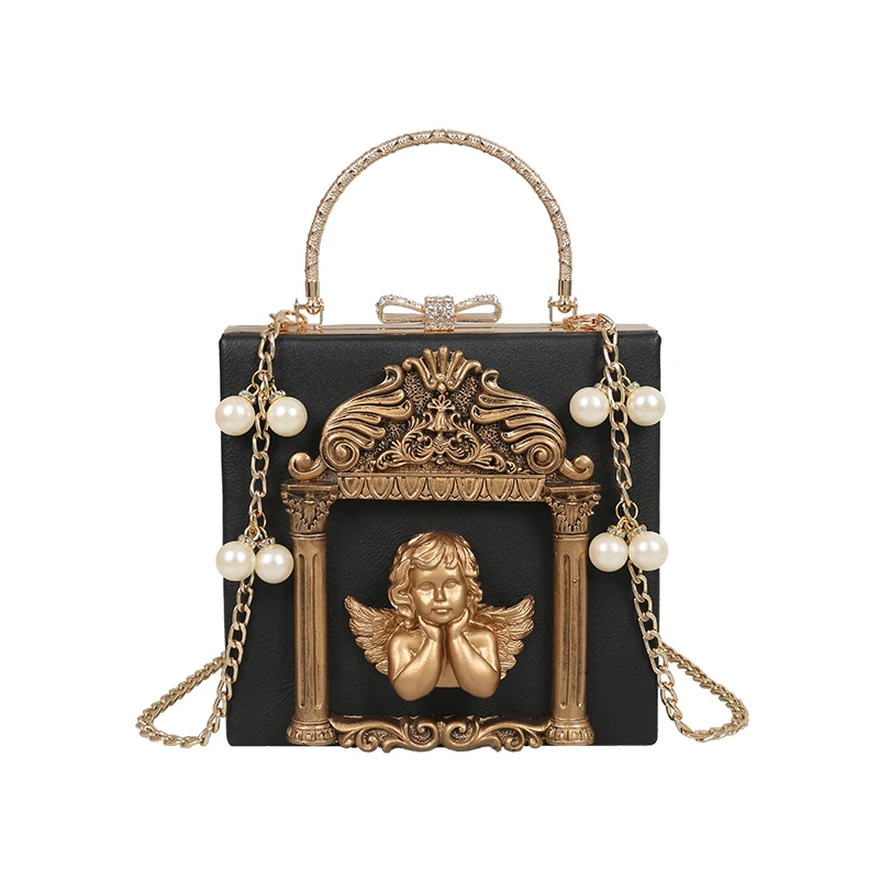 

Bag New Baroque style handbag Angel Roman door embossed shaped small square bag chain