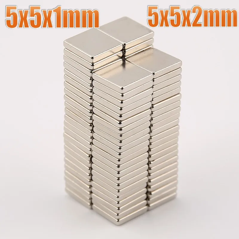 20~200Pcs 5x5x1 5x5x2 Neodymium Magnet NdFeB Magnets Block Super Powerful Strong Permanent Magnetic imanes Block 5*5*1 5*5*2