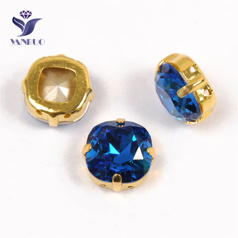 Capri Blue Yanruo 4470 Подушка сшита камни Комплект «сделай сам» с острым носком задняя хрустальные стразы, горный хрусталь для платья, украшение - Цвет: Capri Blue