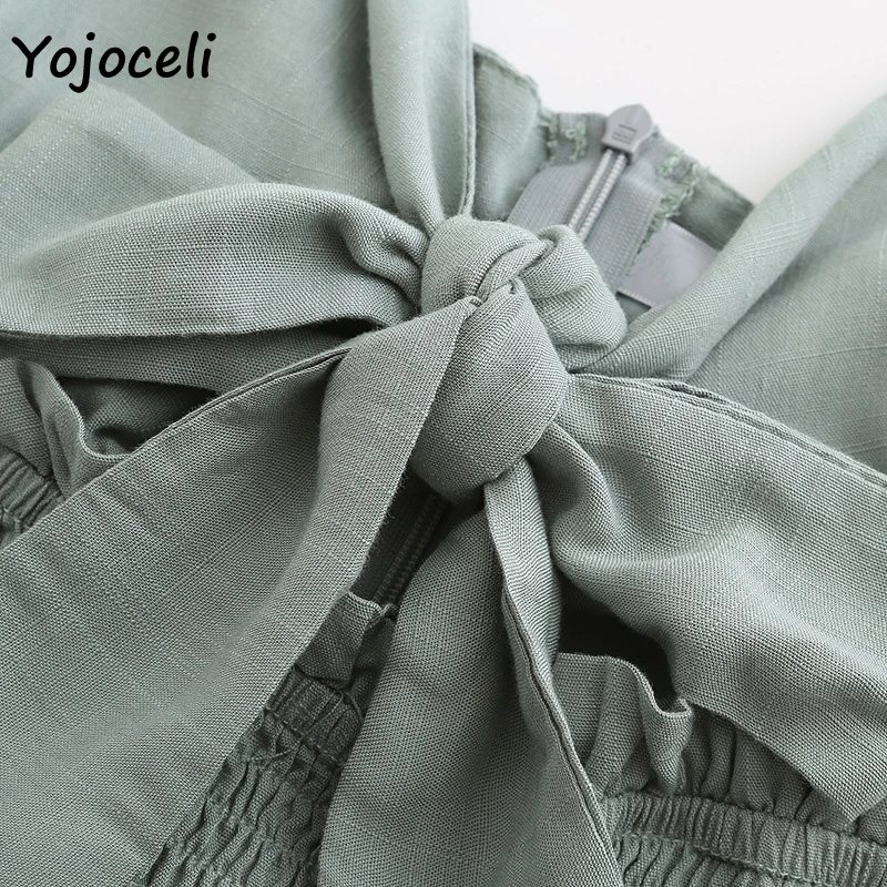 

Yojoceli spring summer bow jumpsuit romper women boho beach playsuit