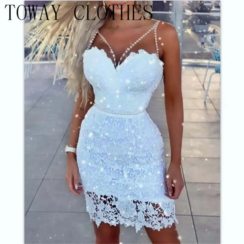 

Cutout Spaghetti Strap Guipure Lace Dress Women Elegant Sexy Mini Dresses For 2022
