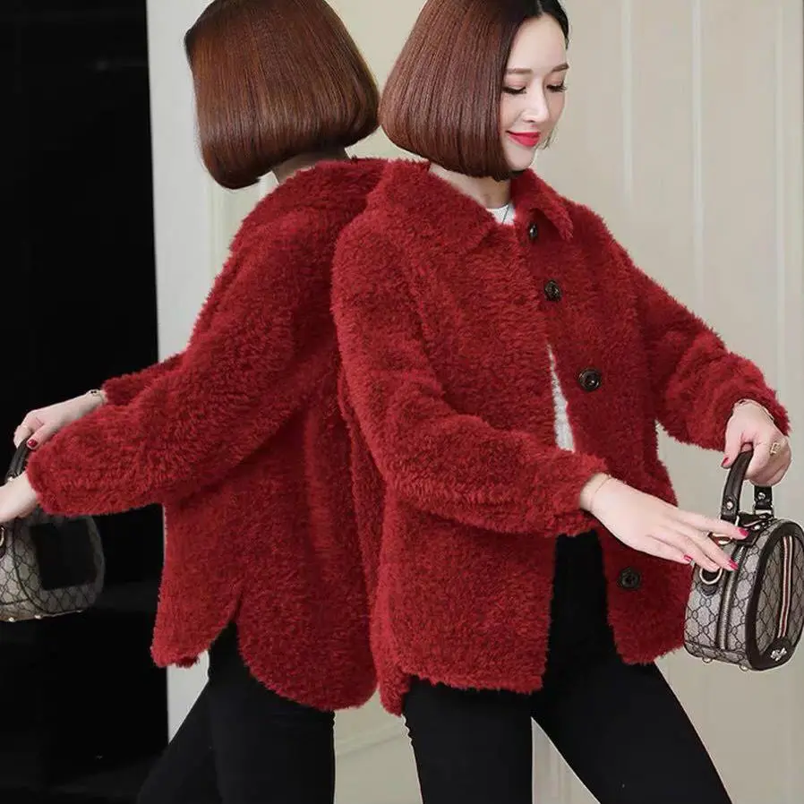 

Granulated cashmere coat women's short 2020 new granulated wool fur one lamb fur coat