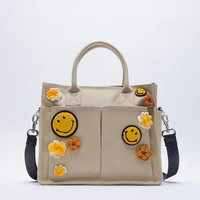 2021 new tote bag womens bag beige large capacity designer bags flowers decoration canvas shopping bag handbag messenger bag