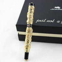 luxury gift pen jinhao black and gold 3d dragon fountain pen 0 5 mm metal ink pens office supplies free shipping