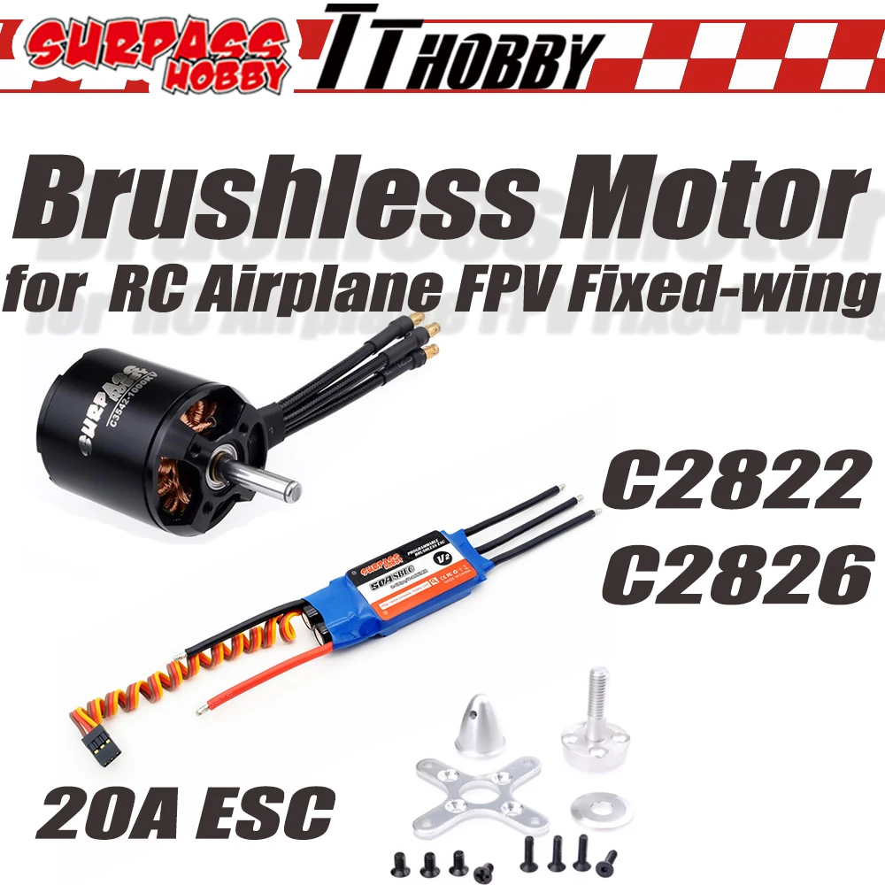 

TTHOBBY SURPASS C2822 C2826 бесщеточный мотор с внешним ротором 2204 2208 14 полюсов 20A ESC для радиоуправляемого самолета FPV квадрокоптера с фиксированным кры...