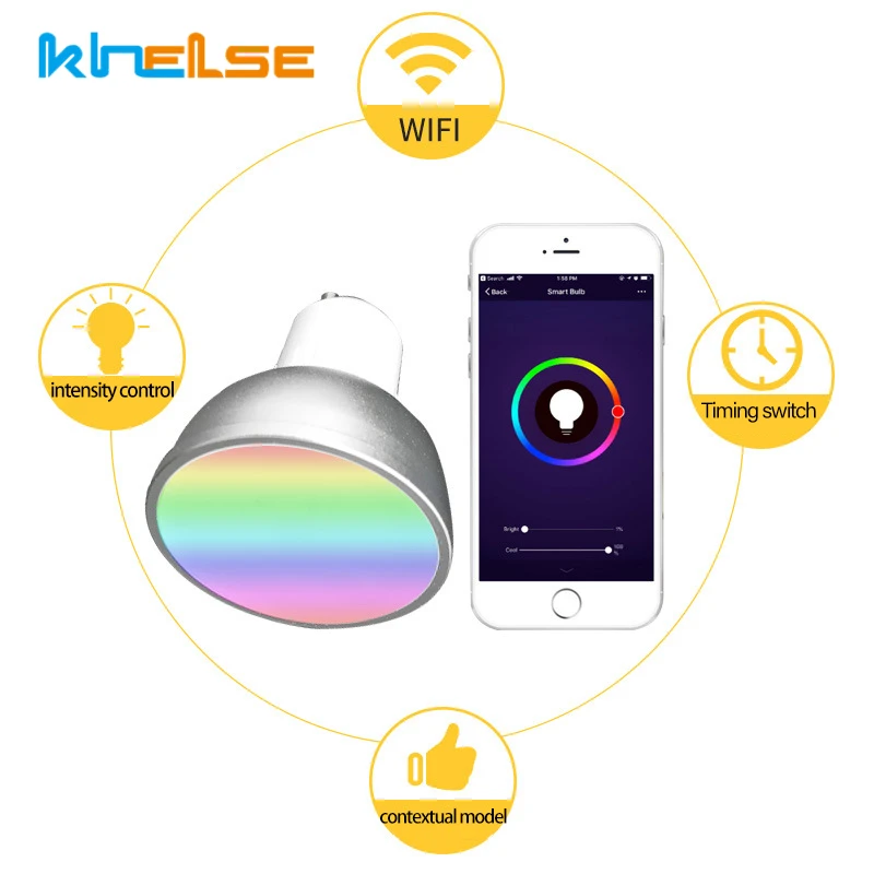 Смарт GU10 Wi Fi лампы 5 Вт лампочки с регулируемой яркостью RGB лампада IOS/Android