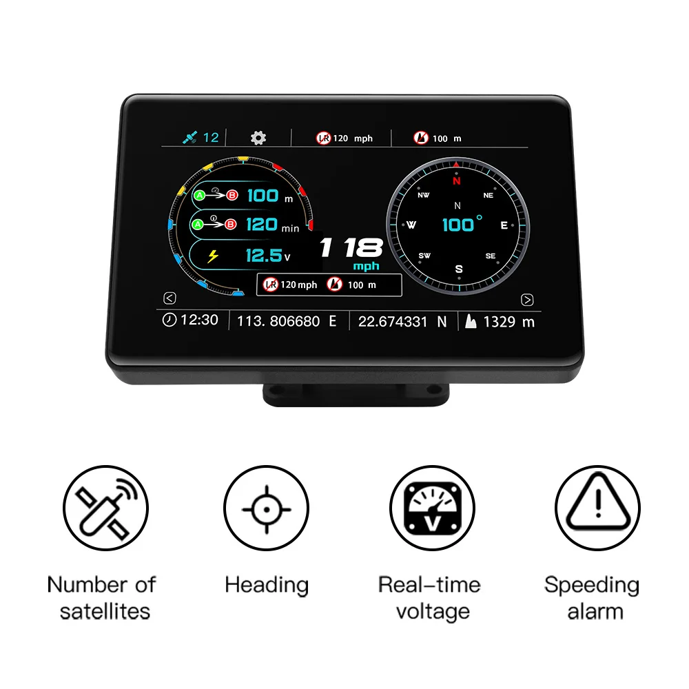 

Автомобильный GPS-прибор HUD, водонепроницаемый цифровой транспортир с углом наклона и спидометром, компасом, инклинометром, для транспортног...