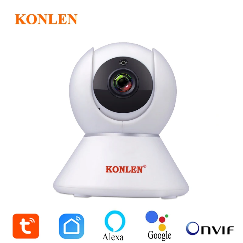 Беспроводная ip камера Tuya Smart Life Wi Fi Onvif Поддержка Google Home HD 1080P 2 МП SD PTZ для домашней