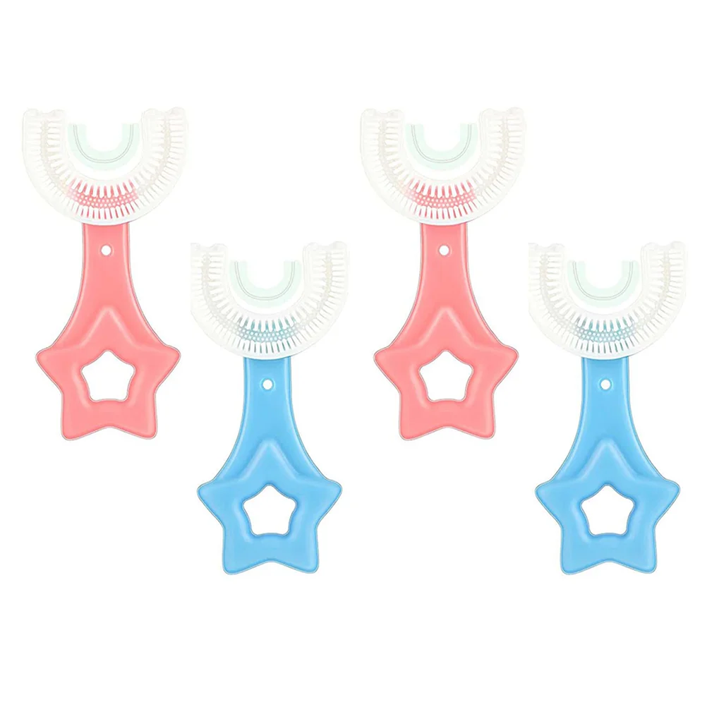 

4pcs Toddlers Manual Toothbrushes U-Shape Toothbrushes for Kids (Assorted Color)