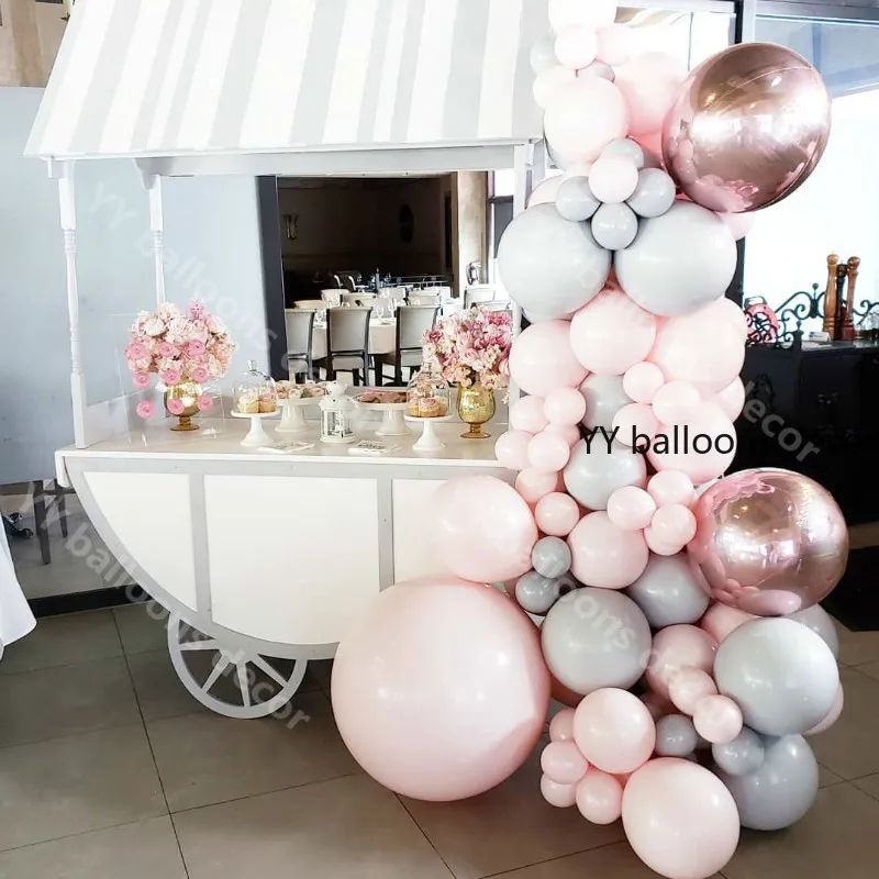 Воздушные шары гирлянда цвет серый розовый латексные для дней рождения